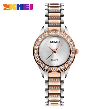 SKMEI Moda Ceas Casual pentru Femei Rochie de Ceasuri de Lux din Oțel Inoxidabil Curea Cuarț Femei Ceas Ceasuri Reloj Mujer