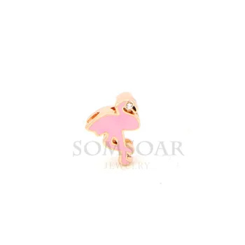 Somsoar Bijuterii Roz Flamingo Păstreze Farmecul fit din Piele Deținătorii wrappable ochiurilor de Plasă din oțel Inoxidabil Brățară Brățară 10buc/lot