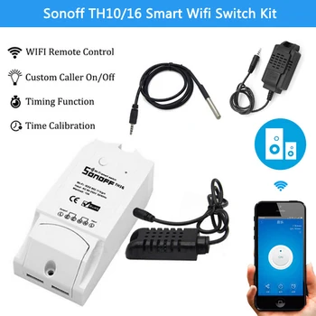 Sonoff TH10/16 Inteligent Comutator Wifi de Automatizare Acasă Kit + Si7021/AM2301 de Temperatură Senzor de Umiditate Funcționează Cu Alexa de Start Google