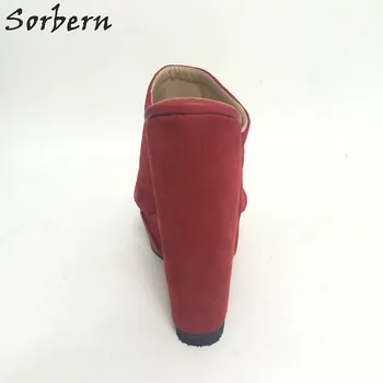 Sorbern Roșu Sandale Sandale De Vara Pentru Femei Slide-Uri Pene Extrem Tocuri Inalte, Platforme Fermoarul Deschis Papuci De Femei Pantofi Casual