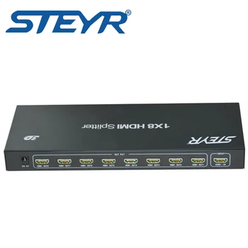 Splitter-ul HDMI 1 din 8,STEYR 8 port HDMI Splitter 1x8 splitter hdmi 1.3 de la 1 la 8 pentru Suport Full HD 1080p 3D, cu Adaptor de Alimentare