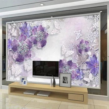Stil European Floare Violet Bijuterii Fotografie 3D Murală Tapet Living Hotel de Moda de Design Interior de Lux imagini de Fundal Fresco