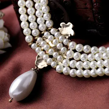 Strălucitoare Colier de Perle de Apă Picături de Lux High-end pentru Femei Bijuterii Strălucitoare de Culoare Argintie Multistrat Lungi de Margele Lanț Pentru Petrecere