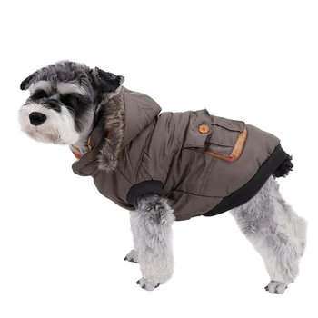 Super Cald Câine Îmbrăcăminte De Iarnă Haina Cu Gluga Cu Blana Detasabila Pălărie Mare Câine Pisică Hanorace Jacheta S/M/L Pet Haine De Produse