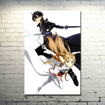 Sword art Online 2 Kirito Asuna Mătase Poster de Imprimare 13x20 32x48 Inci Anime Imagini Pentru Dormitor, Living Decorul Camerei 025