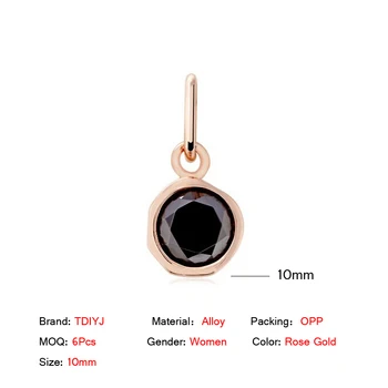 TDIYJ Top de Vânzare Cleo Colier Negru Cz Disc de Cristal Pandantiv din Aur roz Farmece Pandantiv pentru Femei Petrecere de Aniversare Cadouri 6Pcs/lot