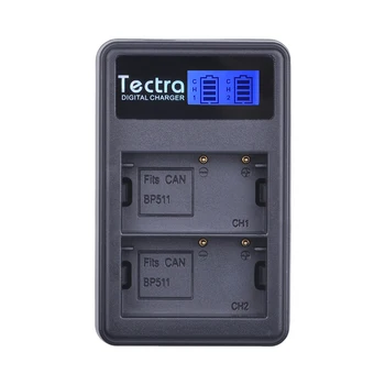 Tectra 2 BUC BP-511, BP-511A, BP 511 Baterie Li-ion +LCD Dual USB Incarcator pentru Canon G6 G5 G3 G2 G1 EOS 300D 50D 40D 30D 20D 5D