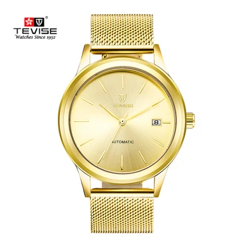 Tevise Moda simplu, elegant, de Top brand de Lux Ceasuri Automate Bărbați din Oțel Inoxidabil Plasă ceas Mecanic curea Ceas relogio