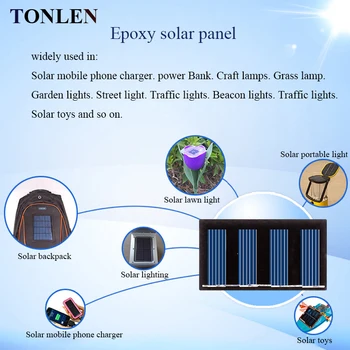 TONLEN 10BUC 2V 60mA Solar Panou Solar cu Celule de Siliciu Policristalin Epoxidice Celula Fotovoltaica Solar DIY Încărcător de Baterie Soare Mobil