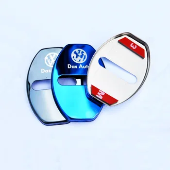 Tonlinker 4 buc Stianless Oțel Car Styling Auto de Blocare a Ușii de Protecție cu logo-ul autocolante pentru VW Volkswagen Skoda Audi Porsche