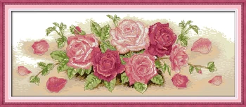 Trandafir roz (2), numărate imprimate pe tesatura DMC 14CT 11CT cruciulițe kituri,broderie manual Seturi de Decor Acasă