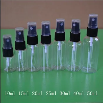 Transport gratuit 10 ml 30 ml 50 ml 60 100 ml Clar Transparent Sticle de Spray Negru pulverizator Parfum Parfum Cosmetice Recipiente de 50 buc