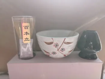 Transport gratuit bambus teaware seturi, cadă cu Ceremonia de Ceramică de Bambus Lingura Amestecati set de ceai Troditional Japoneză teaware set