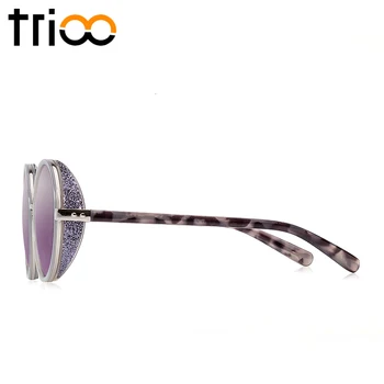 TRIOO de Lux Bling Rotund ochelari de Soare Brand Diamond Sculptate de Înaltă Calitate Femei Nuante de Moda Vintage Cristal de sex Feminin de Ochelari de Soare