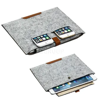 Ultra Subțire Moale de Lână Simțit Sac de Maneca Husă de Caz Pentru Apple iPad Air / Air 2 Anti-murdărie Lumină Greutate Sac de Maneca Cu Slot pentru Card