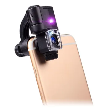 Universal Portabil 90X Lumina LED-uri de Lumină de Identificare Lupa Lumina UV Lupă Clip de Buzunar Microscop pentru Telefonul Inteligent
