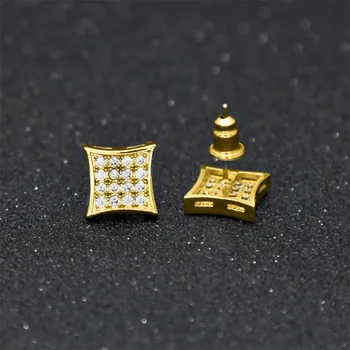 UWIN Zircon Bărbați Stud Cercei Material Cupru Argint Aur Pătrat de Culoare Cercei Pentru Femei Moda Bijuterii Hip Hop 10mmx10mm