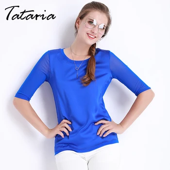 Vara Femei Bluze Office Elegante, Cămăși Ochiurilor Doamnelor Topuri Alb Imitație De Mătase Topuri Pentru Femei Haine Ieftine China Tataria 090
