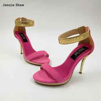 Vara femeile bling dimensiune platforma 32 33 40 fermoar sandale sexy bloc de culoare rose femei banchet pantofi cu tocuri înalte, sandale