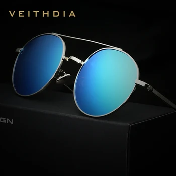 VEITHDIA Brand de Moda Unisex Ochelari de Soare Polarizat de Acoperire Oglinda ochelari de Soare de Conducere Rundă de sex Masculin Ochelari de nuante Pentru Bărbați/Femei