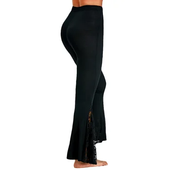 VESTLINDA Dantela Introduce Flare Pantaloni Casual Negru de Mare Elastic Talie Florale Femei pantaloni Pantaloni Femei Noua Moda Doamnelor Pantaloni