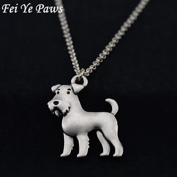 Vintage De Argint Din Oțel Inoxidabil Lanțuri Lungi Airedale Terrier Pandantiv Colier Maxi Schnauzer Câine Kpop Coliere Pentru Femei Bijuterii
