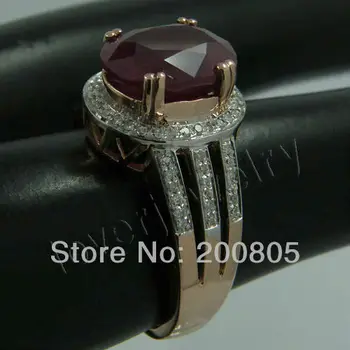 Vintage Oval Masiv 18Kt Aur roz 4.58 ct Diamante Naturale de Logodna Nunta Inel cu Rubin