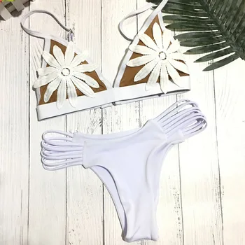 WackDaria sexy bikini set costum de baie femei costume de baie floral alb biquini maillot de bian femma bikini costum de baie costum de vară