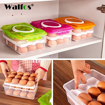 WALFOS ou rack suport 24 de Grilă Ou Box Container pentru Alimente Organizator Convenabil Cutii de Depozitare Dublu Strat Durabil de Cruditati