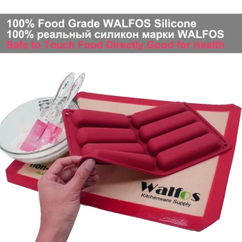 WALFOS tort instrumente de Silicon Classic Collection Forme degetul Portocaliu Non Stick Eclair 8 Forme de Silicon de Copt Mucegai