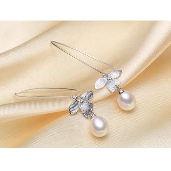WATTENS frunze de bijuterii perla,perla naturala cercei lungi cultură perle de apă dulce cu 925 sterling silver cercei cadou Femei