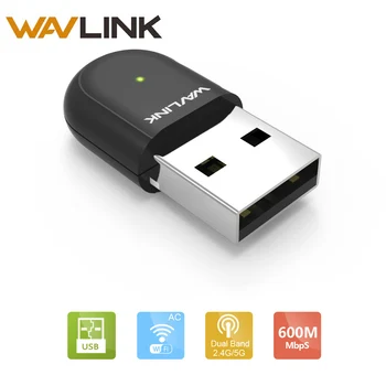 Wavlink USB 2.0 Adaptor wireless AC600 Dual Band 2.4 ghz, 5ghz WiFi USB Wireless Adaptor Extern WI-FI Lan Card pentru Laptop PC Desktop