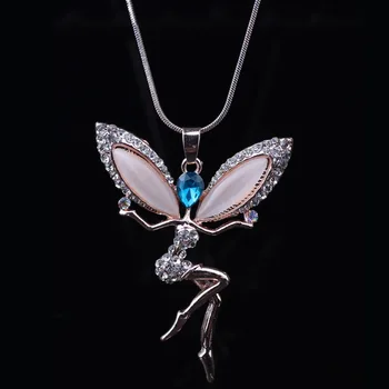 WEVENI Declarație Fairy Angel Colier de Cristal Figura Ochi de Pisica Pandantiv Lanț Lung Guler Noi Accesorii de Moda, Bijuterii Pentru Femei