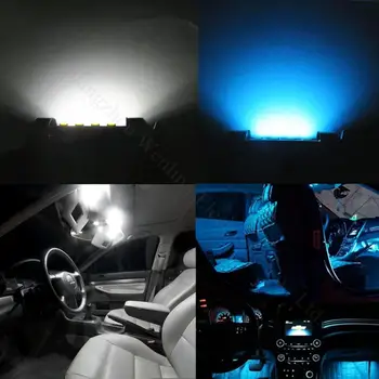 WLJH 6pcs Car Led Lumina 31mm 36mm 39mm 41mm 2835 SMD C5W C10W Auto Bec Lampa Interior Lumini Lumini Exterioare Alb Pur, Albastru de Gheață