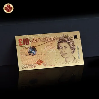 WR Marea Britanie Kg 5 10 20 50 Bancnote Placat cu Aur de 24K Elisabeta a II Replica Bancnote de Bani de Hârtie Pentru Colectarea 6Pcs