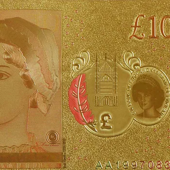 WR Printesa de Wales Aur a Bancnotelor de Calitate 999 Aur de 24k Folie de Bancnote Diana Printesa de Zece Lire în Aur a Bancnotelor