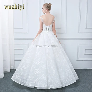 Wuzhiyi vestido de noiva curto trimite o pasă Printesa rochie de mireasa 2017 Dantela-up rochii de mireasa personalizate de înaltă calitate, rochia de mireasă brautkleid