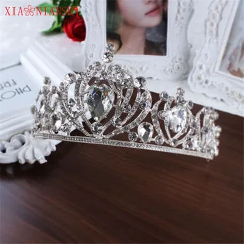 XIAONIANSHI de Lux de Nunta de Argint Diamante Concurs Diademe Hairband Mare de Cristal de Mireasă Coronițe Pentru Mirese Bijuterii de Păr Caciulita