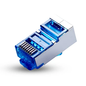Xintylink 50pcs albastru conector rj45 cat6 8P8C metal ecranat rj45 plug terminale de rețea de la conectorul de încărcare bar tip split modulare