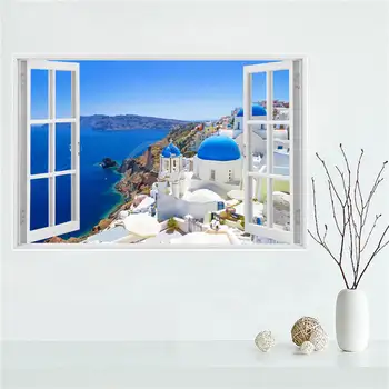 Y530L10 Personalizate Santorini vedere la mare în Grecia Panza Pictura Perete Mătase Poster pânză de imprimare DIY Material Poster F#6