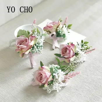 YO CHO 4 Culori de Mătase Artificială de Nunta Mirele Încheietura mâinii Corsaje Brosa Mireasa Surorile domnișoară de Onoare Flori de Nunta Decor Petrecere
