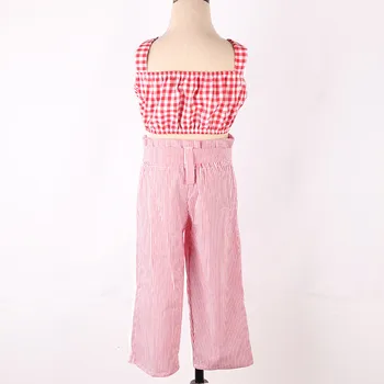 YorkZaler Fetita Haine De Moda Stabilit Copil Îmbrăcăminte Costum Pentru Fete De Vara Roz Carouri Crop Top + Pantaloni Cu Dungi Picătură De Transport Maritim