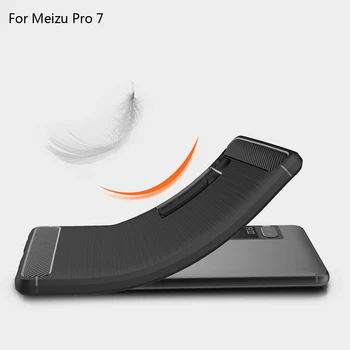 YSW Pentru Meizu Pro 7 / Pro 7, Plus Fibra de Carbon TPU Moale Periat Anti-knock Capacul din Spate Pentru Meizu Pro 7 Plus Caz