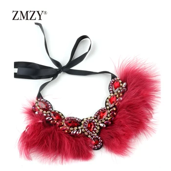 ZMZY Nou Design de Moda pentru Femei de Lux Declarație Geometrice Roșii Pene Colier Bijuterie Clain Lux Drop Colier de Brand