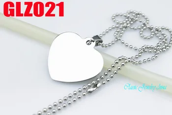 în formă de inimă din oțel inoxidabil pandantiv două sidedl lustruit Piersic forma dog tag colier 10buc GLZ021