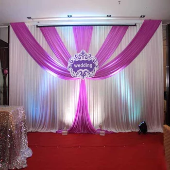 Înaltă de 3 m x 6m lățime de Nunta fundal cu swags eveniment si petrecere tesatura violet nunta fondul perdele inclusiv mijlocul sequin