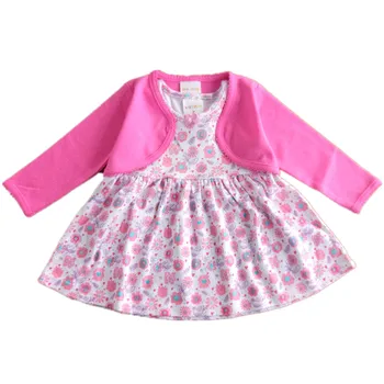 0-24M Copil Fete Rochie Bumbac Cardigan Roz+Rezervor Rochii de Îmbrăcăminte pentru Sugari Copil Haine Pentru Primavara Vara Toamna