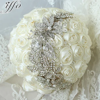 10-inch fildeș trandafiri buchet de mireasa, simplu, elegant brosa buchete de mireasa, bijuterii, buchet, buchete domnisoare de onoare .Produse Noi