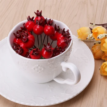 100BUC Mini Fals Netedă de Sticlă de Rodie, Fructe, fructe de Padure Mici Flori Artificiale Rosii Cherry Stamen Nunta de Crăciun Decorativ