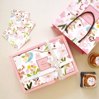 10buc cires oriental tema Sakura Cookie mooncake Cadou Cutie de Hârtie Macaron cu Ciocolata Gustări Dulci Bomboane cadou Ambalaj